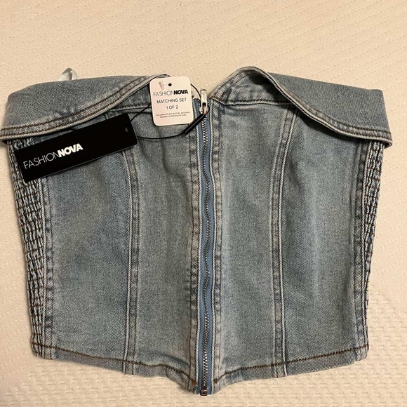 Fashion Nova Denim - Fashion Nova Light Blue Denim Corset Jeans